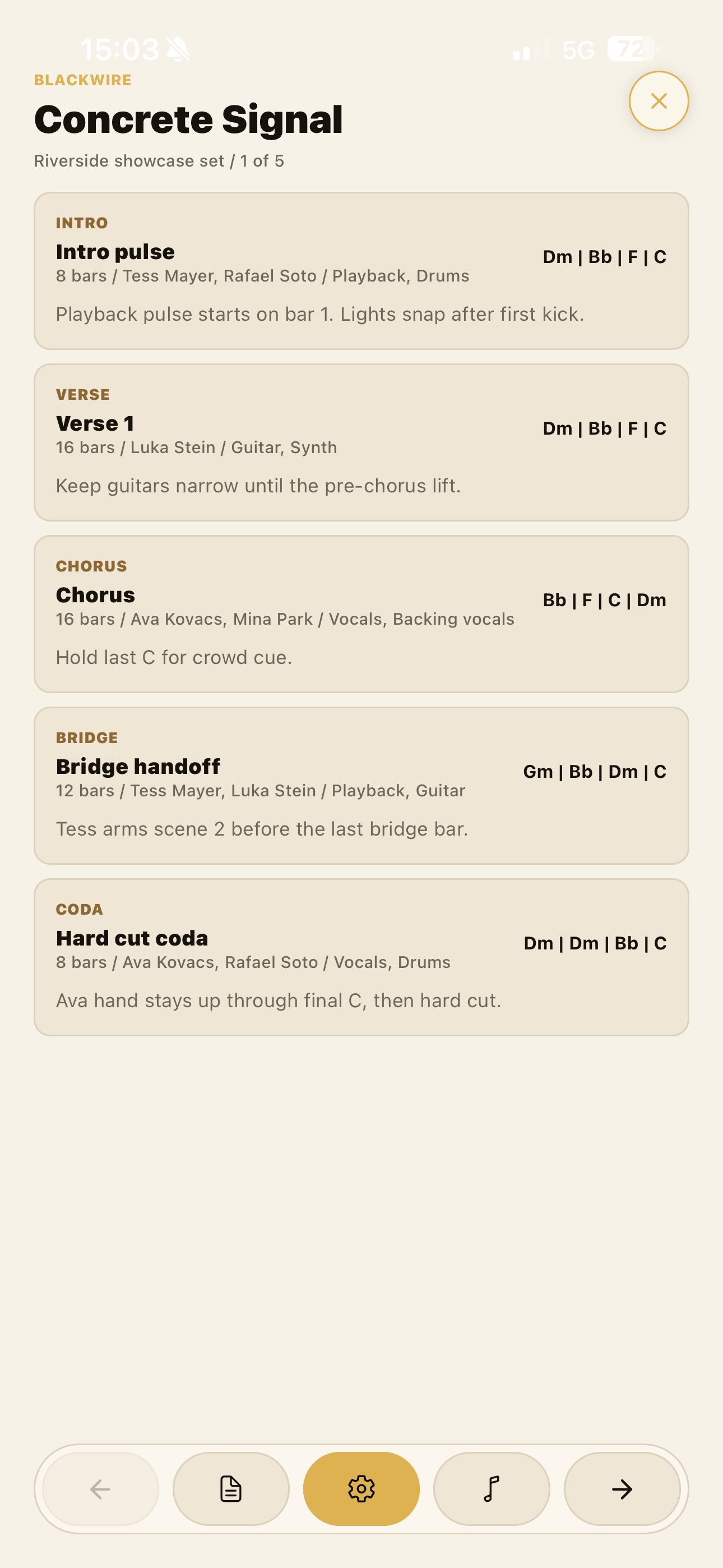 Blackwires song structure screenshot