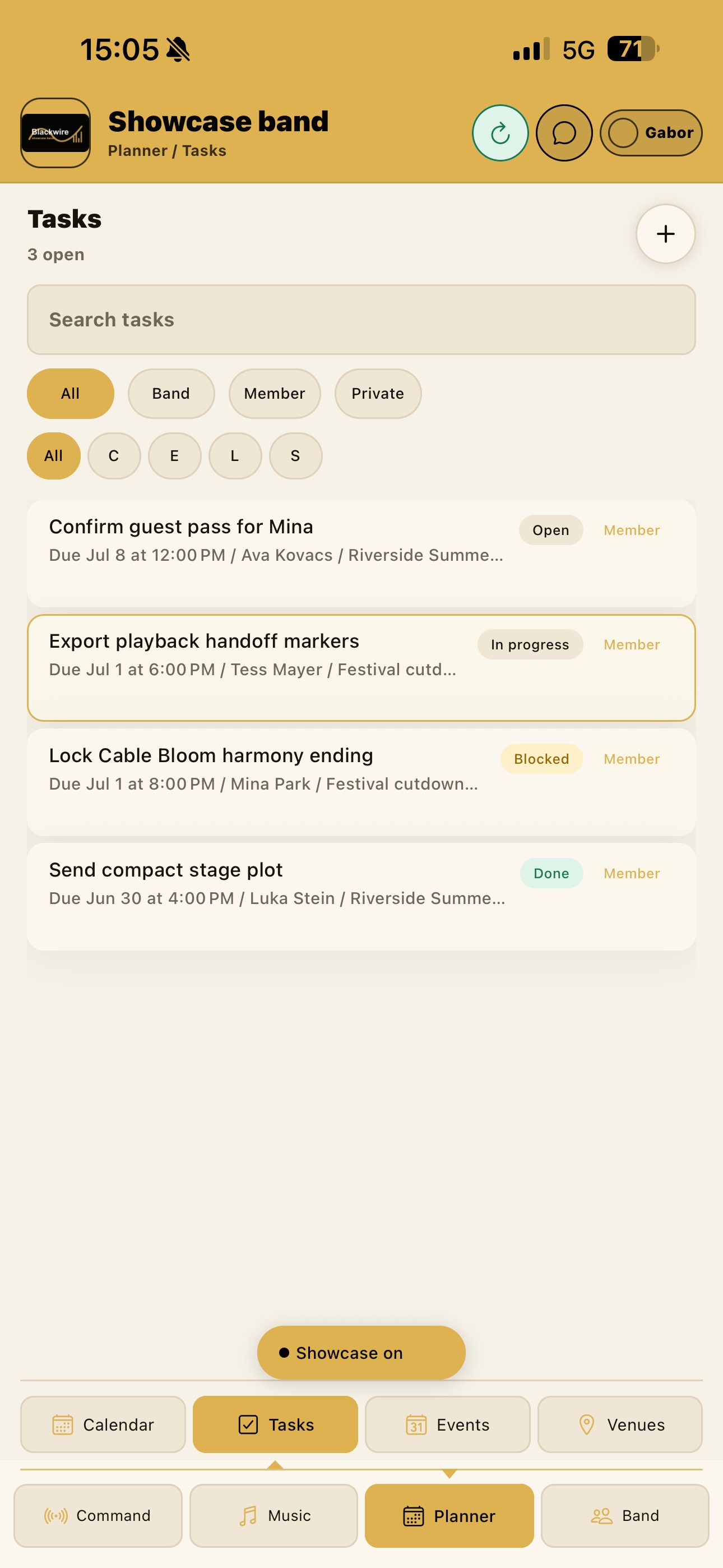 Blackwires tasks screenshot