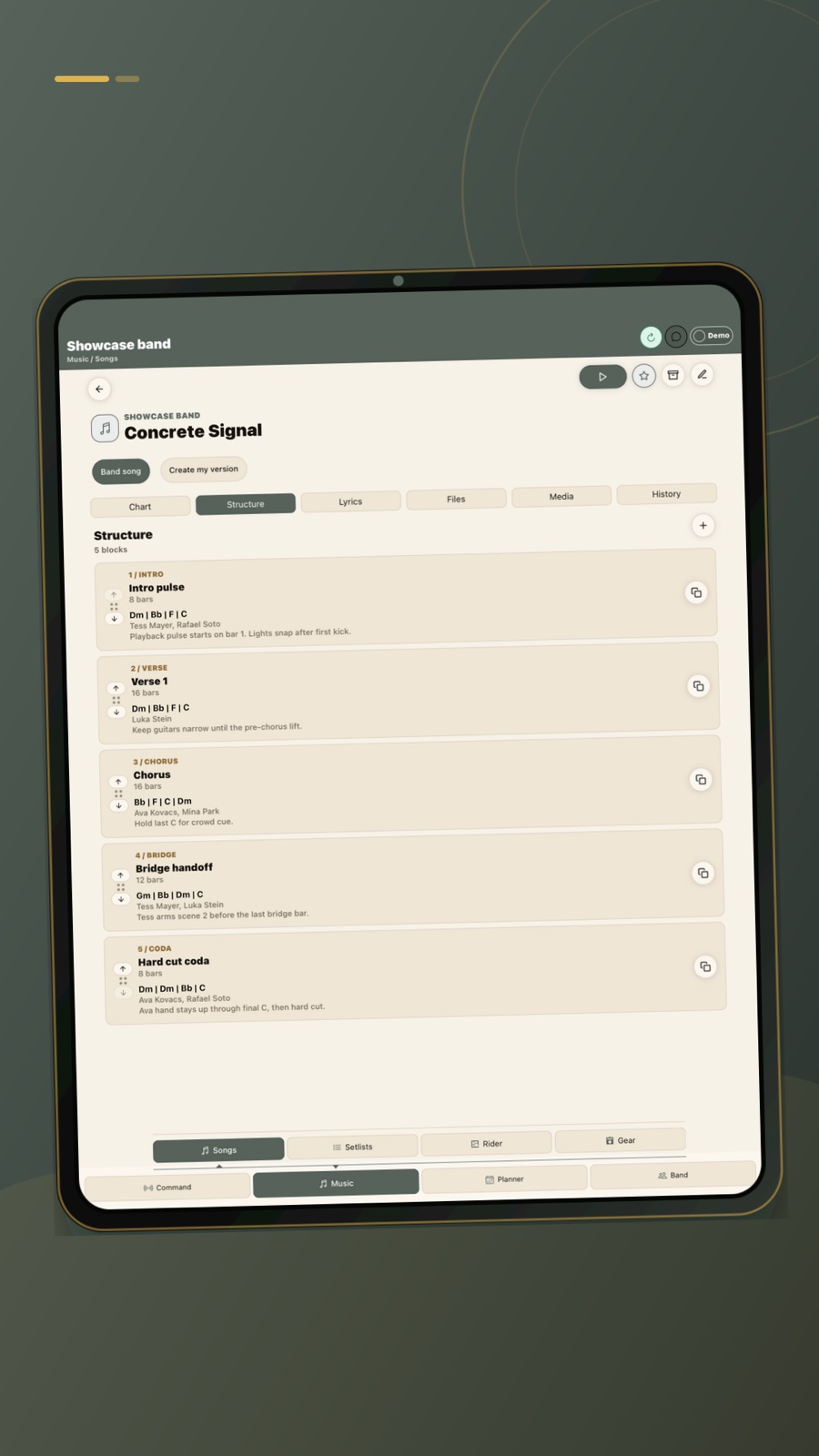 Blackwires tablet song structure