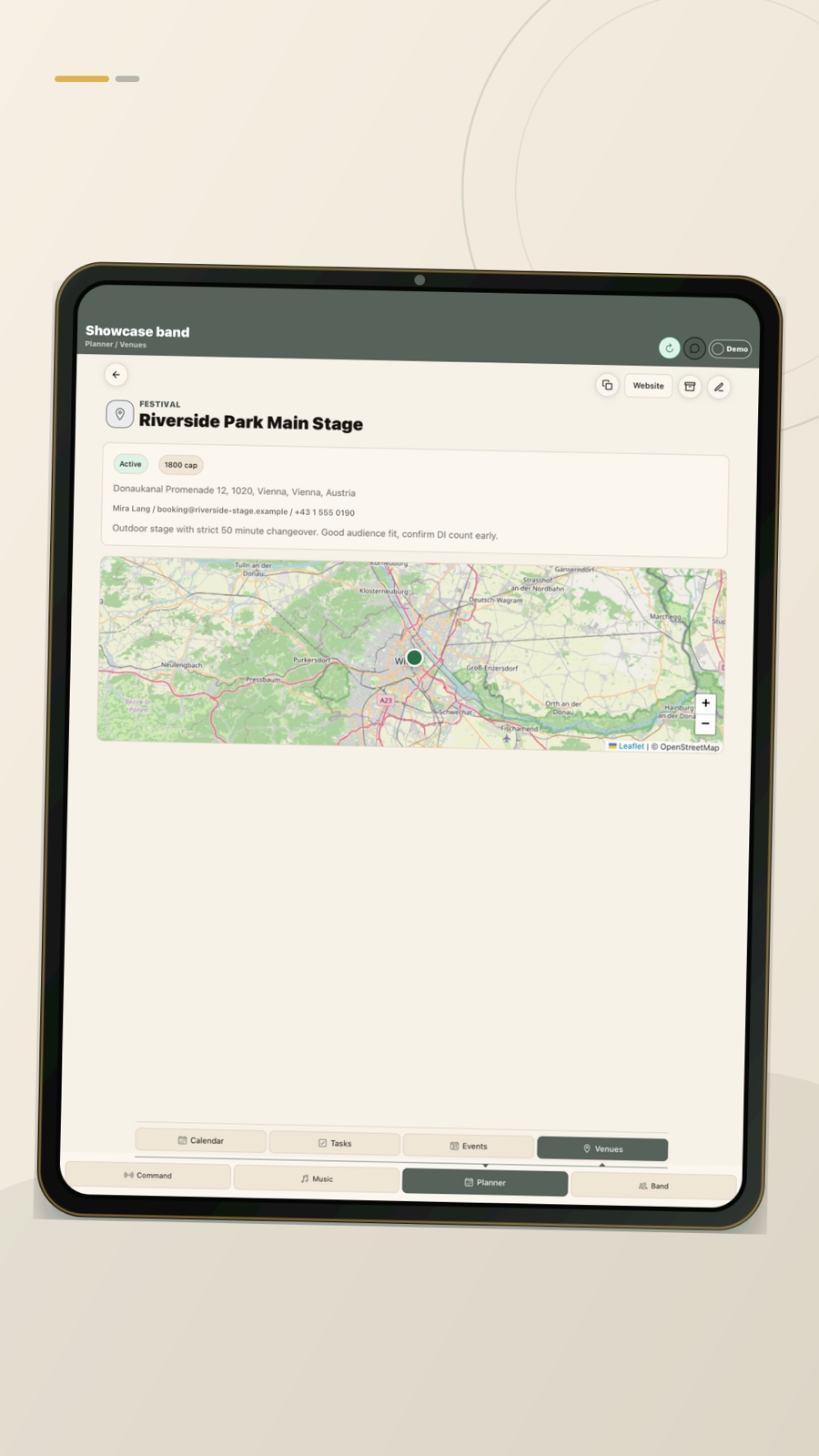 Blackwires tablet venue map